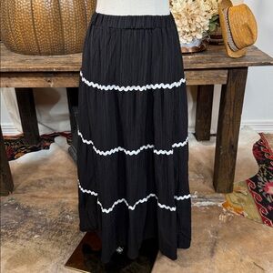 Crinkle Maxi Skirt With Rick Rack Trim
